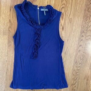 Kristin Davis ruffle front top, size M, purple